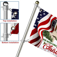 We Wish You Ameri Christmas Banner, Santa Claus American Flag House Flag, Double-Sided Holiday Yard Flag, Patriotic Garden Flag Decor