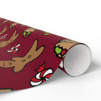 Christmas Candy Cane Gift Wrap, Gingerbread Man Wrapping Paper, Adorable Gingerbread Wrapping Paper, Holiday Gift Wrap Roll, Xmas Present Wrap