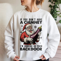 Rude Eggplant Chimney Sweatshirt, Humorous Santa Christmas Sweatshirt, Adult Humor Holiday Crewneck, Rude Xmas Sweater, Adult Sweatshirt Present