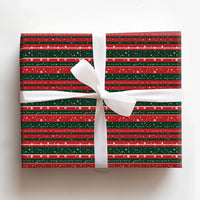 Christmas Stripe Gift Wrap, Red Green Striped Snowflake Wrapping Paper, Traditional Holiday Wrapping Paper, Winter Present Gift Wrap Roll