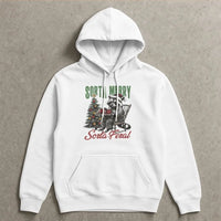 Humorous Christmas Raccoon Hooded Sweatshirt, Sorta Merry Sorta Feral Raccoon Hoodie, Adorable Xmas Animal Pullover, Wildlife Lover Raccoon Hoodie