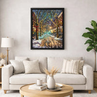 Impressionist Christmas Lights Canvas Print, Snowy City Street Canvas Art, Winter Town Wall Decor, Comfy Holiday Season Canvas Art Home Present