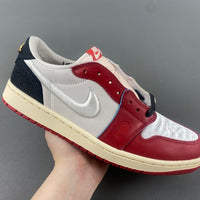 Low Top Sneakers, White Red Colorway, Lace Up Design, Casual Gift for Sneaker Fans