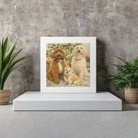 Festive Goldendoodle Pet Portrait, Doodle Dogs Christmas Square Canvas, Holiday Puppy Canvas Print, Winter Dog Lover Wall Art Decor