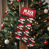 Custom Photo Pet Stocking, Personalized Cat Christmas Stocking, Velboa Holiday Stocking, Xmas Fireplace Decor, Pet Lover Christmas Present