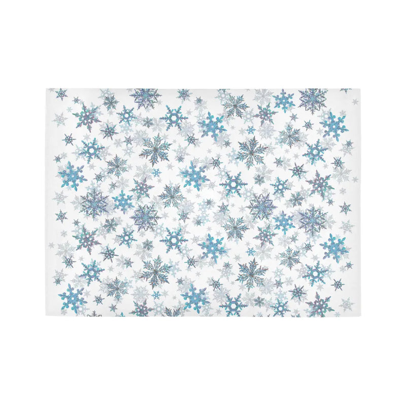 Winter Holiday Hallway Runner, Blue Snowflake Runner Rug, Frozen Christmas Snow Runner Rug, Non Slip Kitchen Floor Mat, Seasonal Decor
