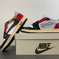 Low Top Sneakers, White Black Red Colorway, Leather Footwear, Reverse Hook Design, Lace Up Design, Casual Gift for Sneaker Fans