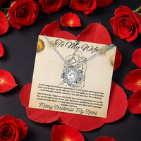 Rotating Rose Box Love Knot Pendant, Wife Love Knot Necklace, CZ Crystal Knot Necklace, Romantic Christmas Jewelry, Holiday Present for Her