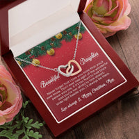 CZ Double Heart Pendant, Interlocking Hearts Necklace for Daughter, Mom to Daughter Jewelry, Meaningful Christmas Birthday Present for Her