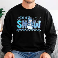 Retro Snowman Graphic Sweater, Let It Snow Christmas Sweatshirt, Winter Holiday Crewneck, Adorable Snowman Pullover, Christmas Holiday Present