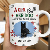 Custom Girl and Her Dog Ceramic Mug, Personalized Dog Lover Coffee Mug, Pet Loss Memorial Mug, Dog Mom Christmas Cup Present