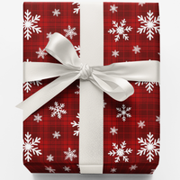 Snowfall Holiday Gift Wrap, Red Plaid Christmas Wrapping Paper, Winter Tartan Present Paper, Comfy Christmas Gift Wrap Roll, Luxury Xmas Wrap
