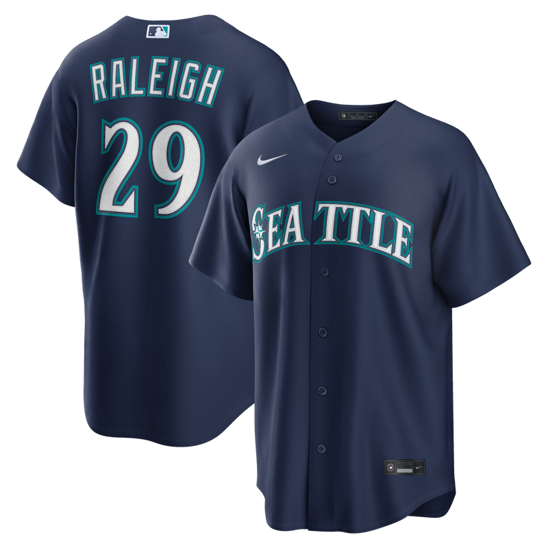 Seattle Mariners Cal Raleigh Navy Road Replica Jersey