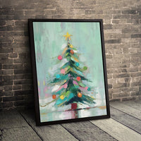 Colorful Christmas Tree Wall Decor, Abstract Christmas Tree Canvas Art, Festive Christmas Canvas Print, Modern Holiday Decor Canvas Present