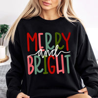 Retro Merry and Bright Sweater, Merry and Bright Sweatshirt, Merry and Bright Christmas Crewneck, Retro Holiday Pullover, Winter Present Jumper