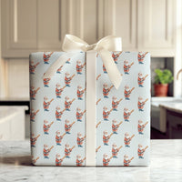 Blue Watercolor Christmas Gift Wrap, Baseball Santa Wrapping Paper, Baseball Bat Santa Wrapping Paper, Sporty Holiday Gift Wrap, Xmas Paper