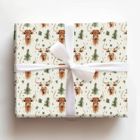 Rustic Holiday Wrapping Paper, Western Longhorn Christmas Wrapping Paper, Farmhouse Country Gift Wrap, Texas Cattle Christmas Wrapping Paper