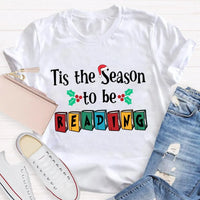 Book Lover Christmas Graphic Tee, Tis the Season to Be Reading T-Shirt, Bibliophile Holiday Shirt, Bookworm Xmas Tee, Reader Holiday Shirt