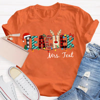 Custom Name Holiday Educator Shirt, Personalized Christmas Teacher T-Shirt, Festive Winter Graphic Tee, Christmas Teacher Present