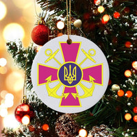 Tryzub Emblem Anchor Tree Ornament, Ukrainian Navy Ceramic Ornament, Ukrainian Heritage Ornament, Military Pride Christmas Present