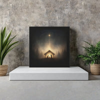 Star of Bethlehem Christmas Canvas Wall Art, Nativity Scene Square Canvas, Manger Jesus Canvas Print, Christian Holiday Decor