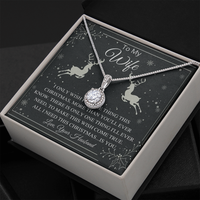 Christmas Message Keepsake Pendant, Wife Eternal Hope Necklace, White Gold Stainless Steel, Romantic Holiday Jewelry Present for Wife