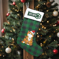 Kitten Tangled in Lights Stocking, Personalized Orange Cat Christmas Stocking, Humorous Pet Lover Holiday Stocking, Fireplace Mantle Decor Present