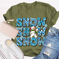 Snowflake Snowman Graphic Tee, Let It Snow Christmas T-Shirt, Adorable Winter Holiday Shirt, Festive Xmas Snowmen Tee, Winter Season Family Present
