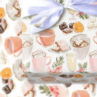 Holiday Treats Wrapping Paper, Hot Cocoa Wrapping Paper, Comfy Christmas Gift Wrap, Winter Desserts Wrapping Paper, Festive Holiday Gift Wrap