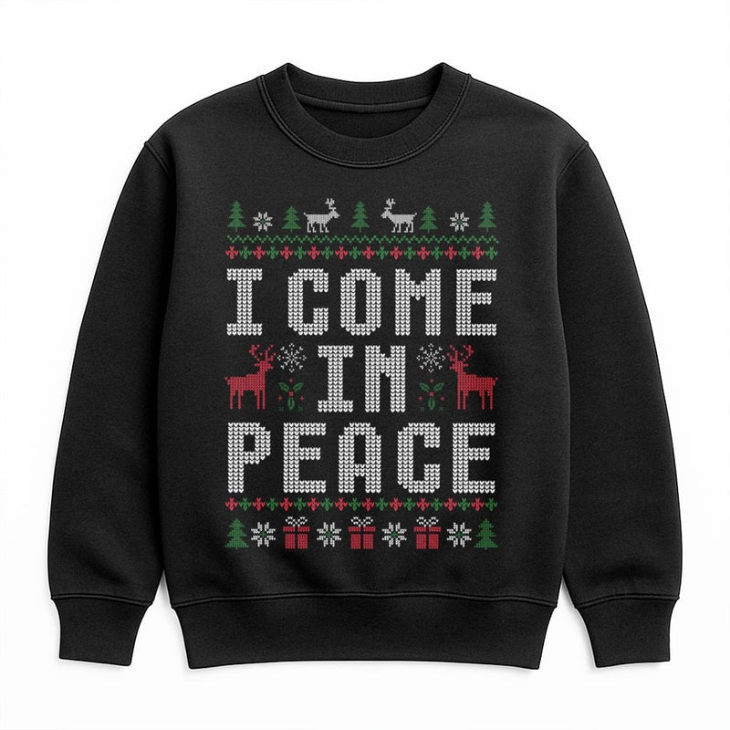 Humorous Alien Christmas Sweater, I Come in Peace Sweatshirt, Ugly Xmas Party Crewneck, Holiday Alien Graphic Sweatshirt, Christmas Fan Present