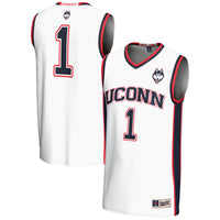 #1 UConn Huskies Lightweight Basketball Jersey - White