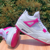 Mid Top Sneakers, White Pink Colorway, Lace Up Design, Casual Gift for Sneaker Fans