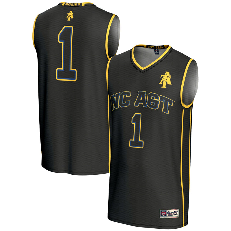 #1 North Carolina A&T Aggies Lightweight Basketball Jersey - Black