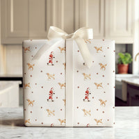 Christmas Santa Dog Gift Wrap, Golden Retriever Wrapping Paper, Watercolor Holiday Present Wrapping Paper, Adorable Puppy Xmas Holiday Gift Wrap