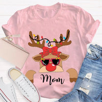 Custom Name Holiday Shirt, Christmas Elk and Bow T-Shirt, Festive Deer Graphic Tee, Personalized Xmas T-Shirt, Matching Family Holiday Present