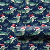 Adorable Holiday Gator Gift Wrap, Christmas Santa Alligator Wrapping Paper, Festive Florida Xmas Present Paper, Humorous Holiday Present Wrap