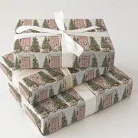 Pink Door Watercolor Dog Gift Wrap, Dalmatian Christmas Wrapping Paper, Dalmatian Holiday Wrapping Paper, Festive Winter Present Wrap