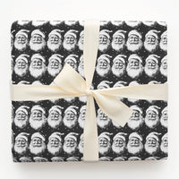 Black and White Santa Claus Gift Wrap, Vintage Santa Wrapping Paper, Retro Monochrome Wrapping Paper, Christmas Holiday Gift Wrap Paper