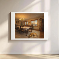 Comfy Holiday Dog Canvas Print, Golden Retriever Christmas Canvas Art, Festive Dining Room Canvas Wall Decor, Winter Puppy Art