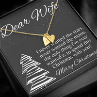 Hand Stamped Initial Charm Necklace, Personalized Heart Necklace for Wife, 18k Gold Finish Heart Necklace, Romantic Christmas Present