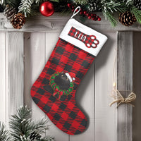 Red Plaid Paw Print Stocking, Personalized Black Cat Christmas Stocking, Adorable Pet Xmas Stocking, Custom Pet Lover Holiday Stocking Present