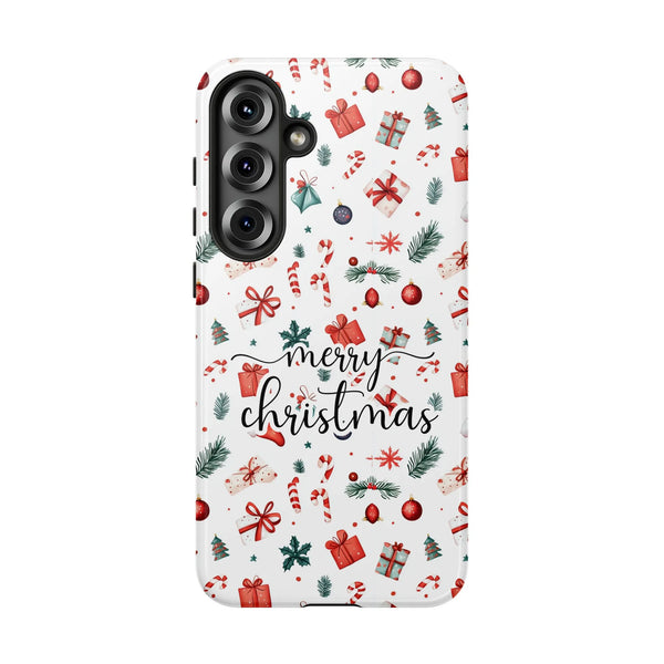 Candy Canes Holiday Holly Pattern Phone Case, Merry Christmas Samsung Galaxy Case, Festive Xmas Presents Tough Cover, Winter 
