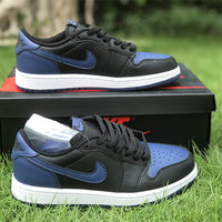 Low Top Sneakers, Blue Black Navy Colorway, Lace Up Design, Casual Gift for Sneaker Fans