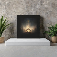 Holy Night Starry Sky Canvas Print, Nativity Scene Square Canvas, Religious Christmas Wall Art Canvas, Christian Holiday Season Decor