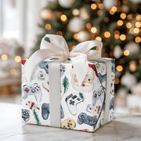 Video Game Controller Gift Wrap, Gamer Santa Christmas Wrapping Paper, Retro Gamer Wrapping Paper, Kids Gaming Holiday Gift Wrap Roll