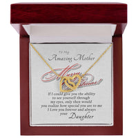 Cubic Zirconia Double Heart Pendant, Christmas Mom Interlocking Hearts Necklace, Daughter to Mom Heart Necklace, Holiday Present for Mother