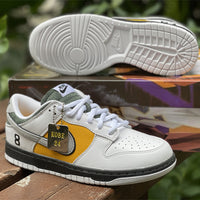 Low Top Sneakers, White Yellow Gray Colorway, Lace Up Design, Casual Gift for Sneaker Fans