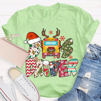 Santa Hat Snowflakes Bus Tee, Bus Driver Christmas T-Shirt, Humorous School Bus Driver Holiday Shirt, Winter Transportation Present
