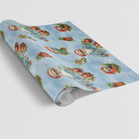 Tropical Holiday Floral Gift Wrap, Tinsel Tropic Christmas Wrapping Paper, Festive Palm Present Wrap Paper, Luxury Xmas Wrapping Paper Roll