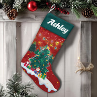 Custom Name Holiday Stocking, Personalized Santa Christmas Stocking, Christmas Tree Mantle Decor, Velboa Velvet Stocking, Family Xmas Present
